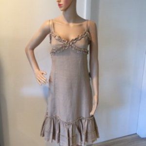 beige knee length dress